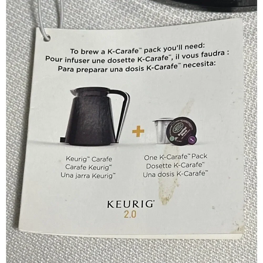 Keurig 2.0 4-Cup Coffee Carafe Pot K300 K400 K450 K500 Black Silver ~Never Used~